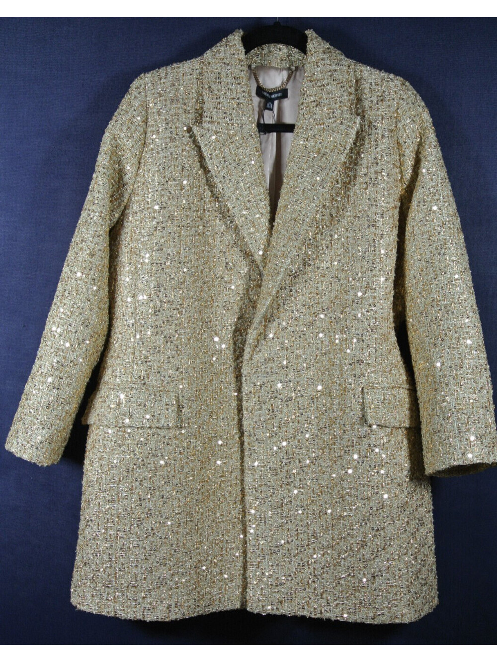 NWD, NADINE MERABI MONICA BLAZER DRESS in GOLD SZ 14 #MD2679